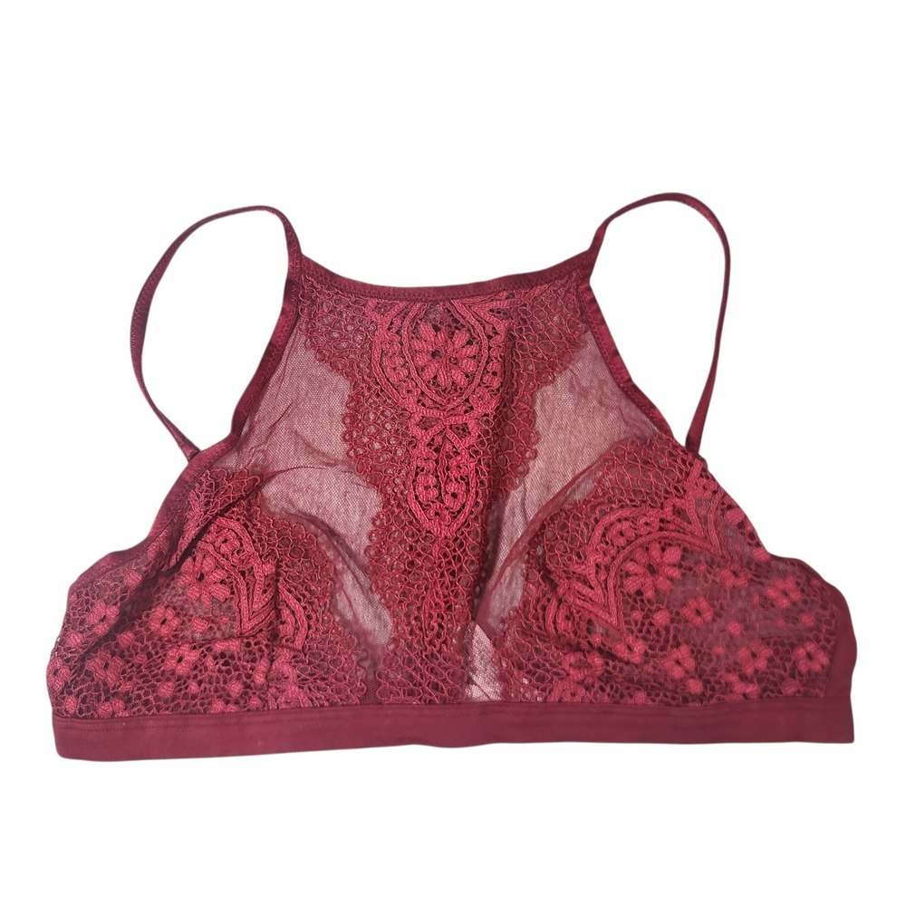 Victoria's Secret Bralette Womens M Burgundy Lace High Neck Body by Victoria
